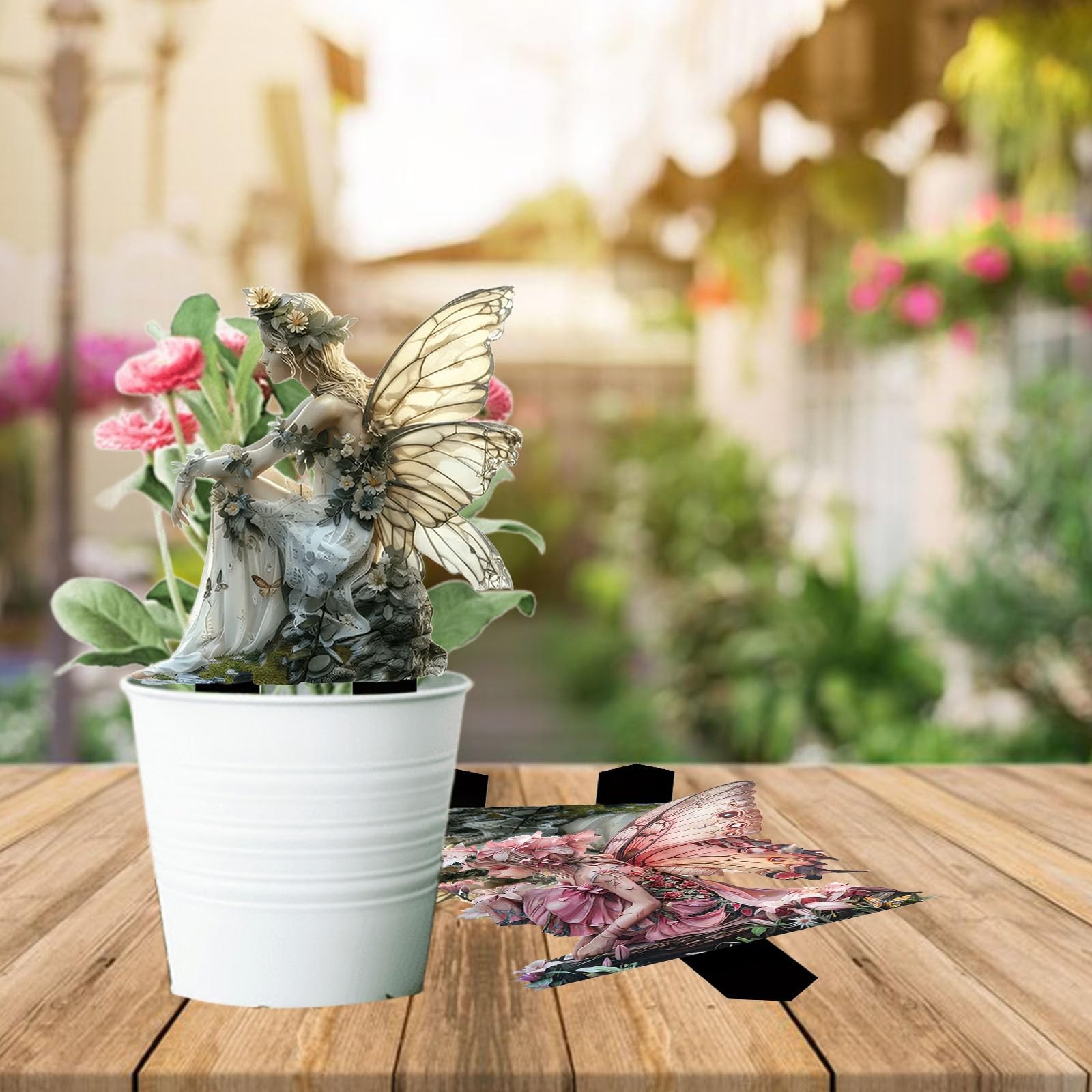 Fairy Garden Stake Decorative, 2D Flat Acrylic Flower Elf Decor Panel, Fairy …