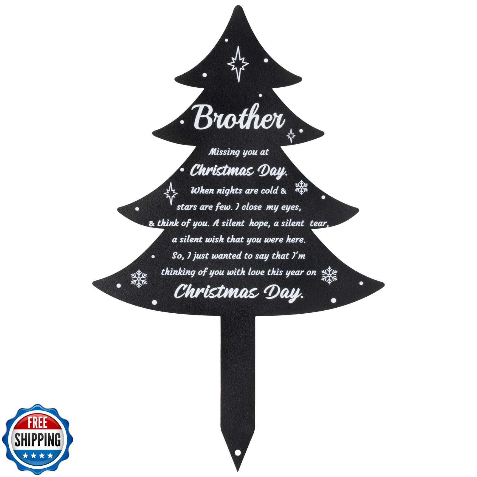 BUoonyer Christmas Grave Decorations for Cemetery – Brother Metal Memorial Gr