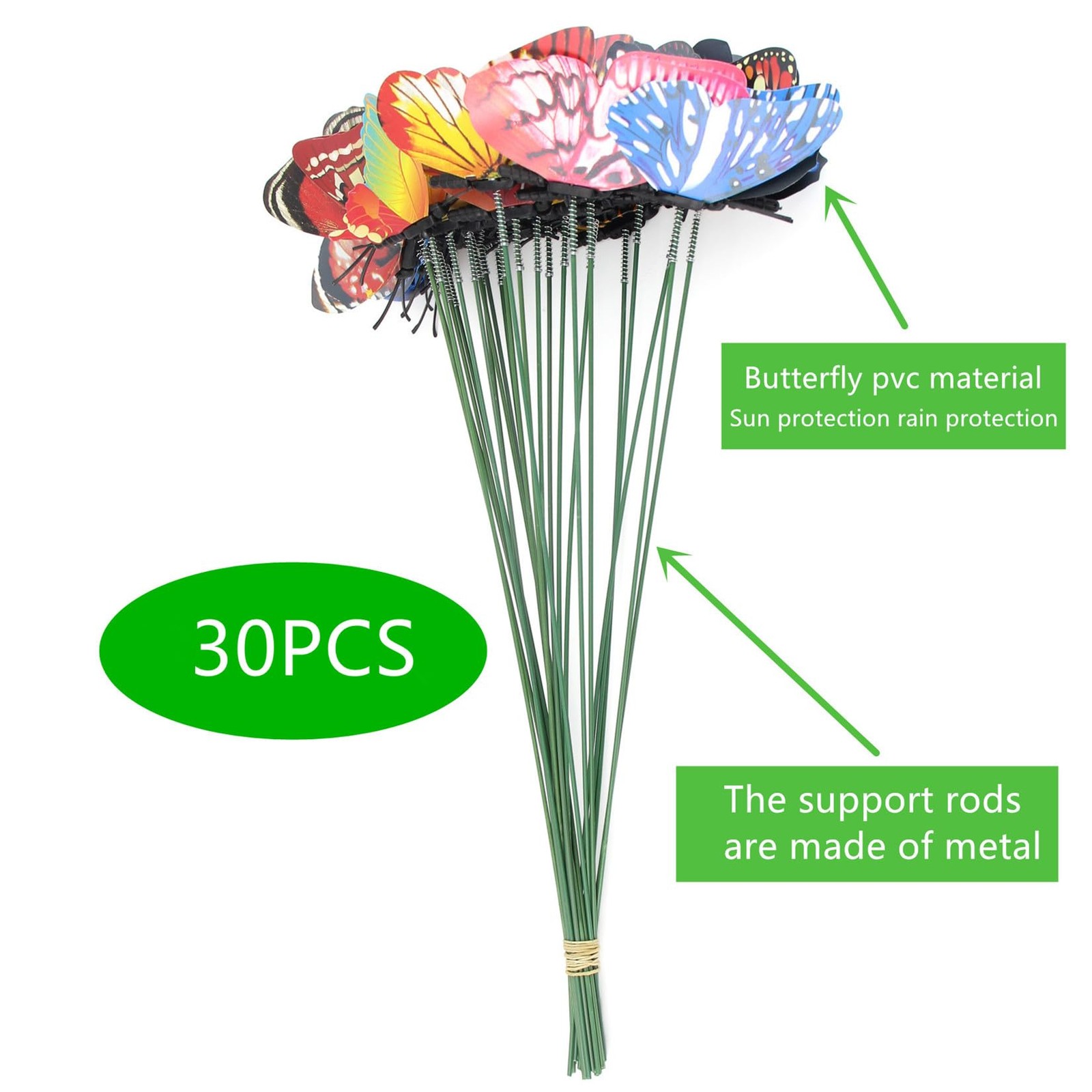 Double-Layer Butterfly Garden Posts, 30pcs Colorful Butterfly Decorations for…