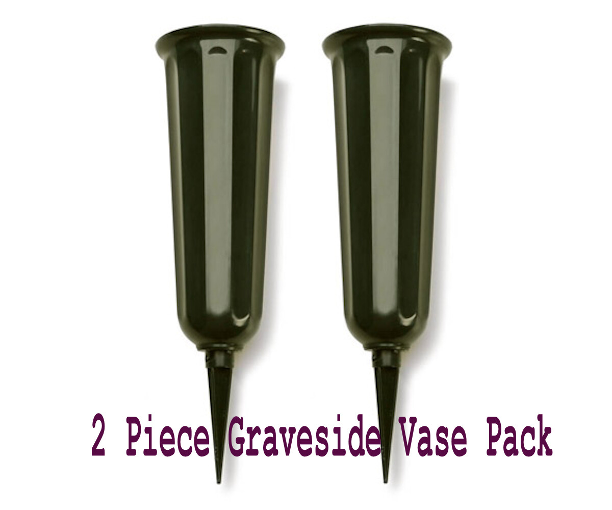 2pc – 10 inch Plastic Cemetery Vase with Non-Detachable Ground Spike – US SHIP