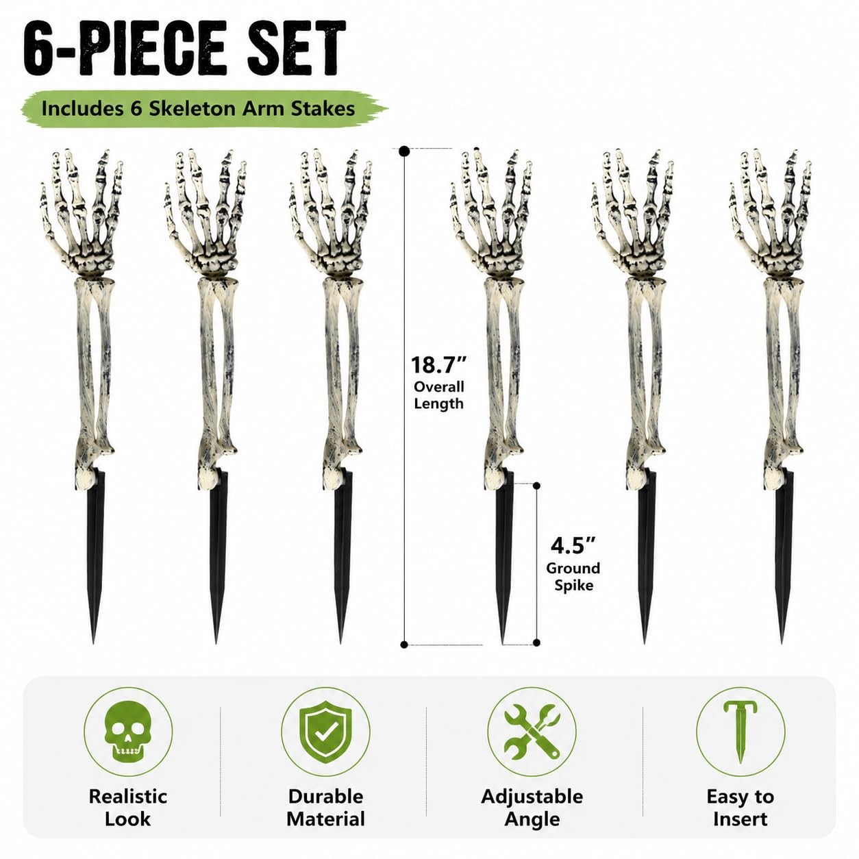 6PC Realistic Skeleton Arm Stakes Halloween Decorations for Lawn Stakes Garde…