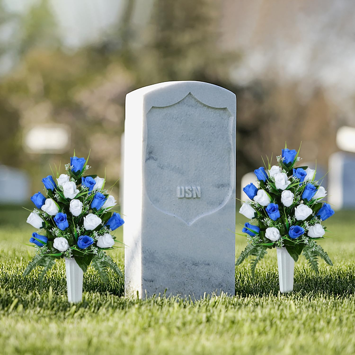 Artificial Cemetery Flowers, Grave Decorations Roses, Memorial Flowers Bouque…