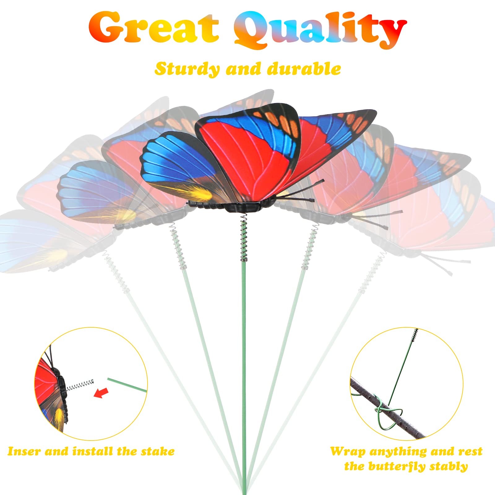 40 Pack Butterfly Stakes Colorful Garden Ornaments for Indoor Outdoor Yard Patio