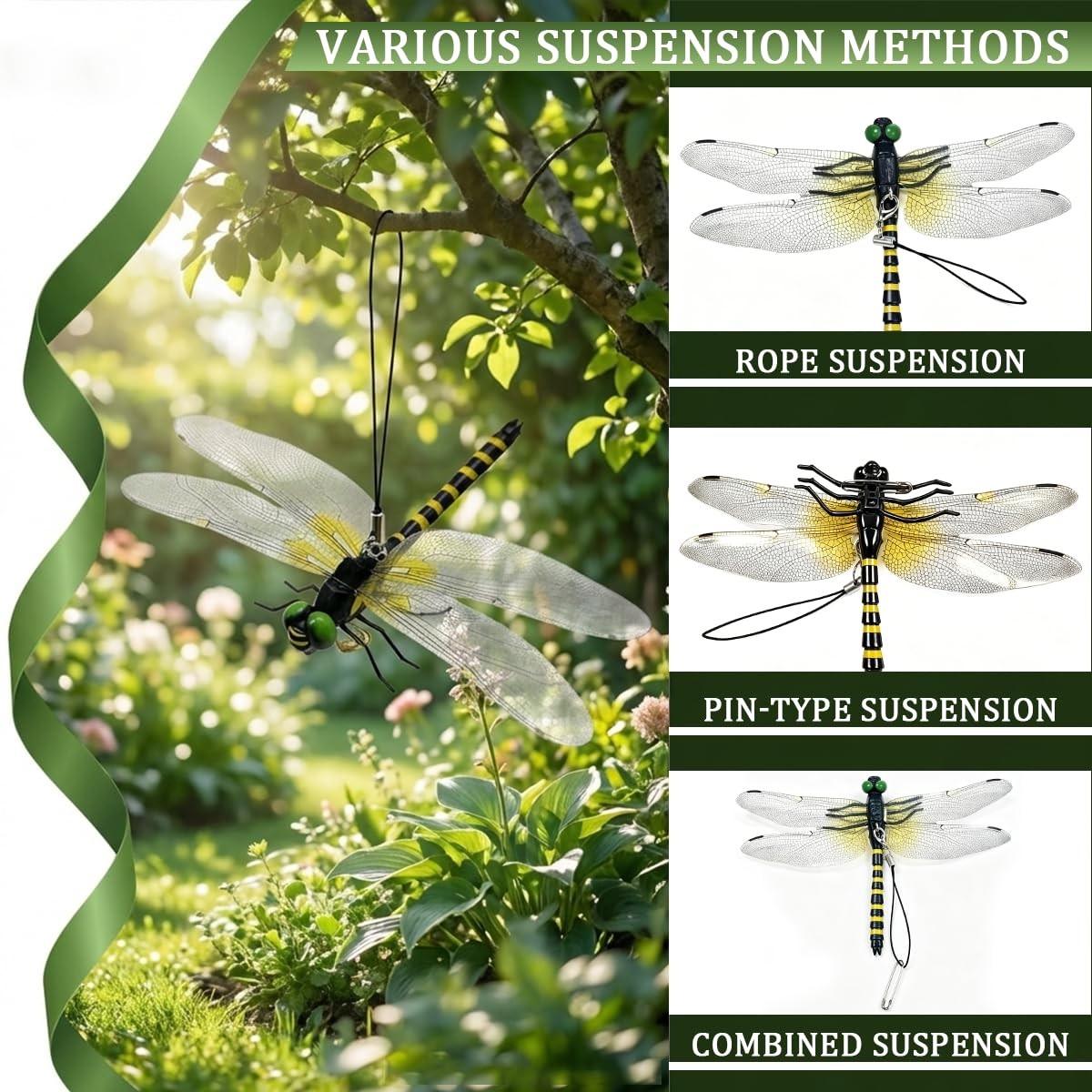 4 Pack Fake Dragonfly Clips, Realistic 3D Dragonfly Clip Ornaments, Durable P…