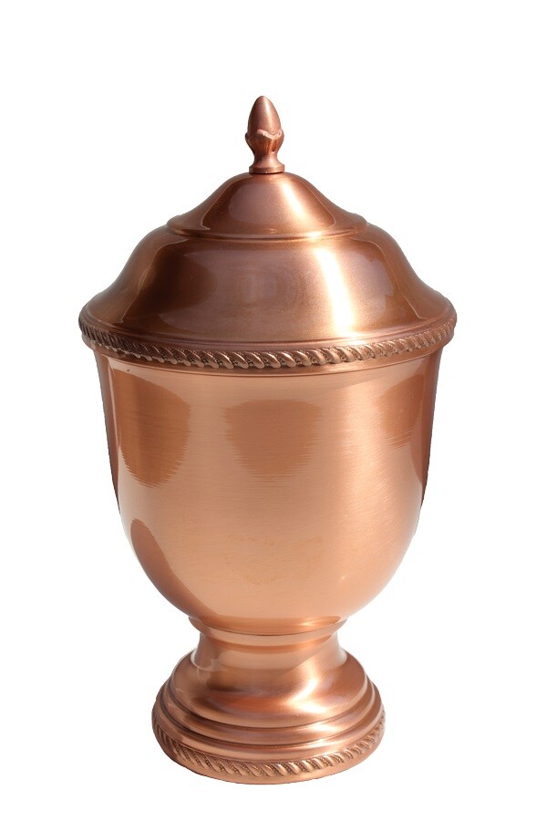 Large/Adult 205 Cubic Inch Hand-Spun Copper Funeral Cremation Urn for Ashes