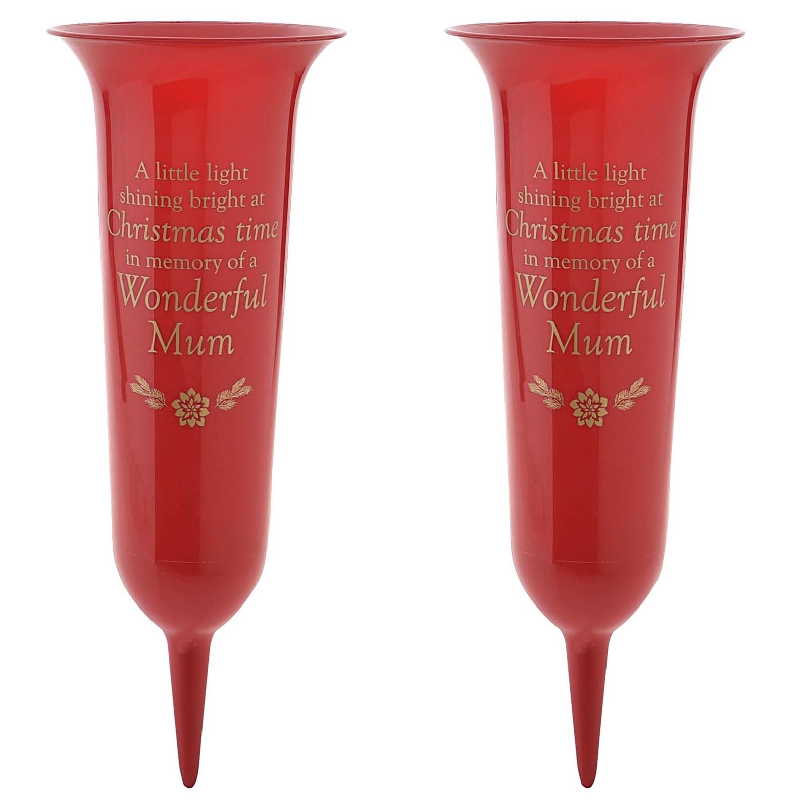 Set of 2 Graveside Memorial Flower Vases Spiked Base Christmas – Wonderful Mum