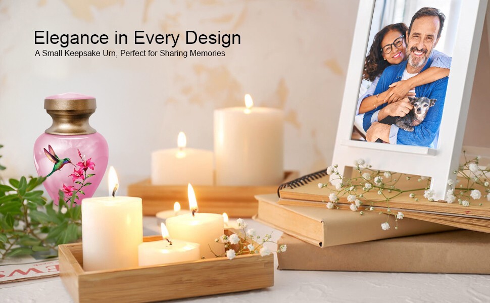 Small Keepsake Cremation Urns for Human Ashes – Pink Hummingbird