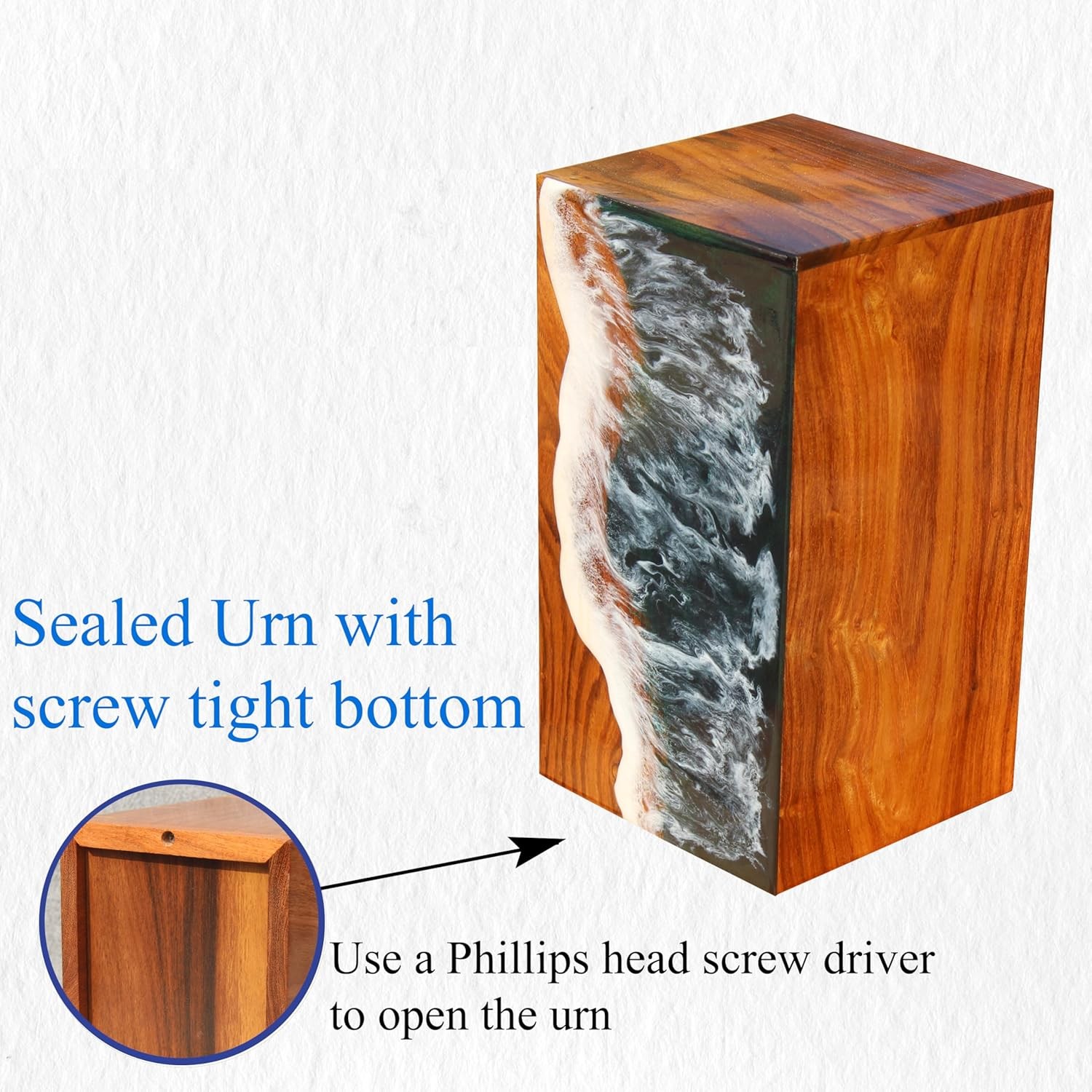 Ocean Wooden Resin Urn | Sea Shore Urn | Unique Urn | Modern Urn | Urns for Huma
