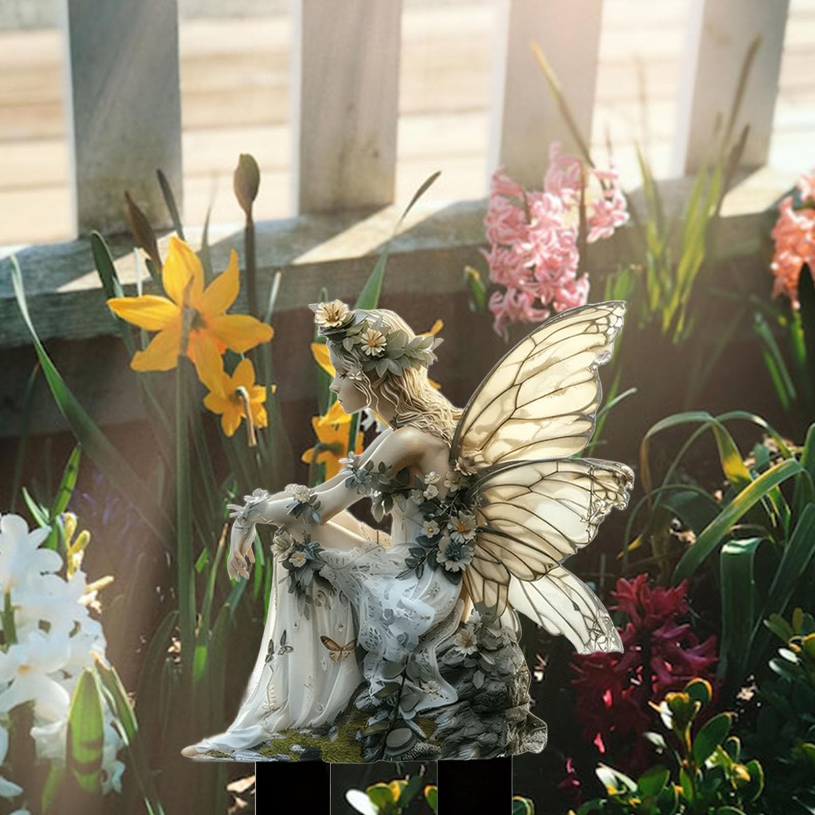 Fairy Garden Stake Decorative, 2D Flat Acrylic Flower Elf Decor Panel, Fairy …