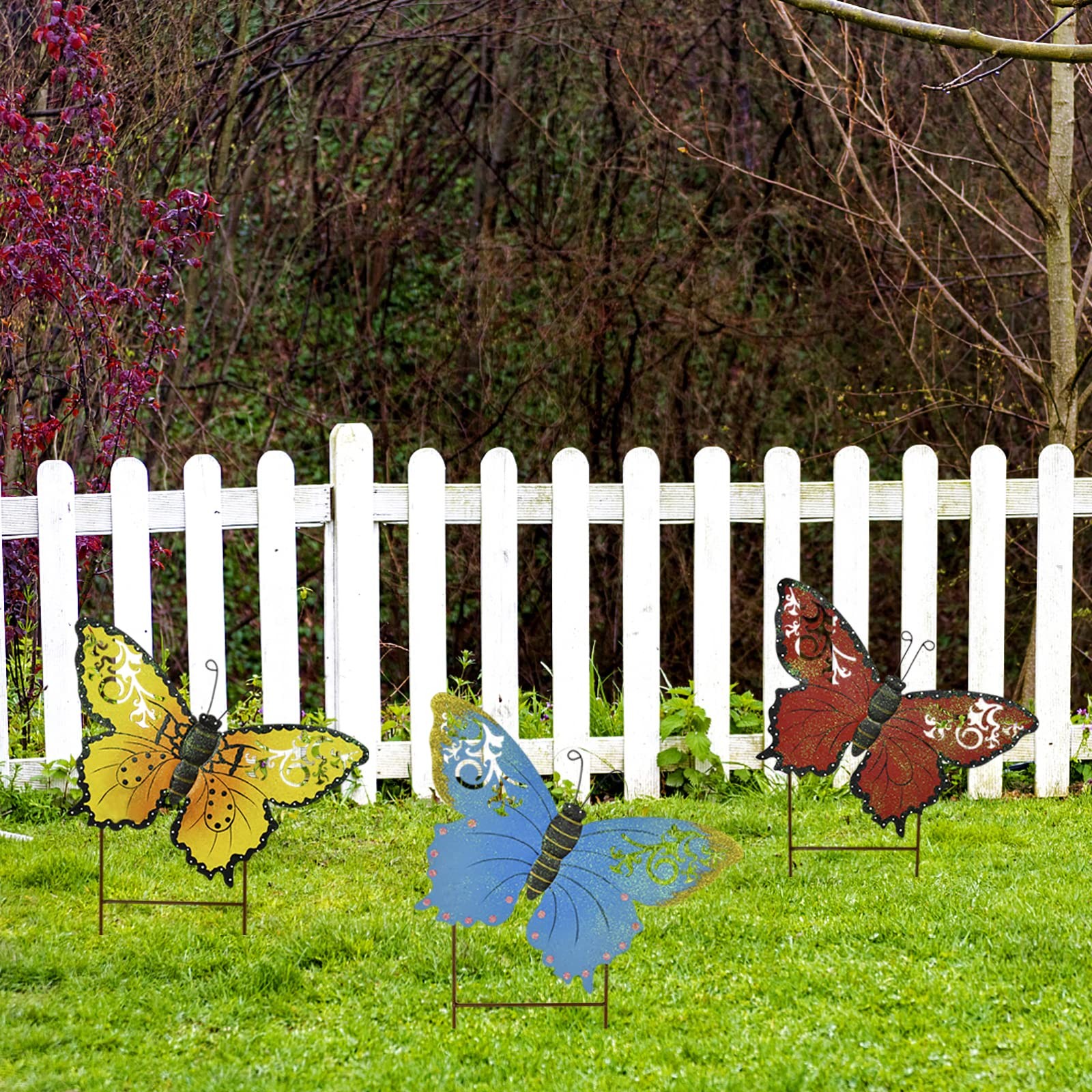 Metal Butterfly Garden Stakes – Spring Decorative Yard Signs – Indoor Outdoor…
