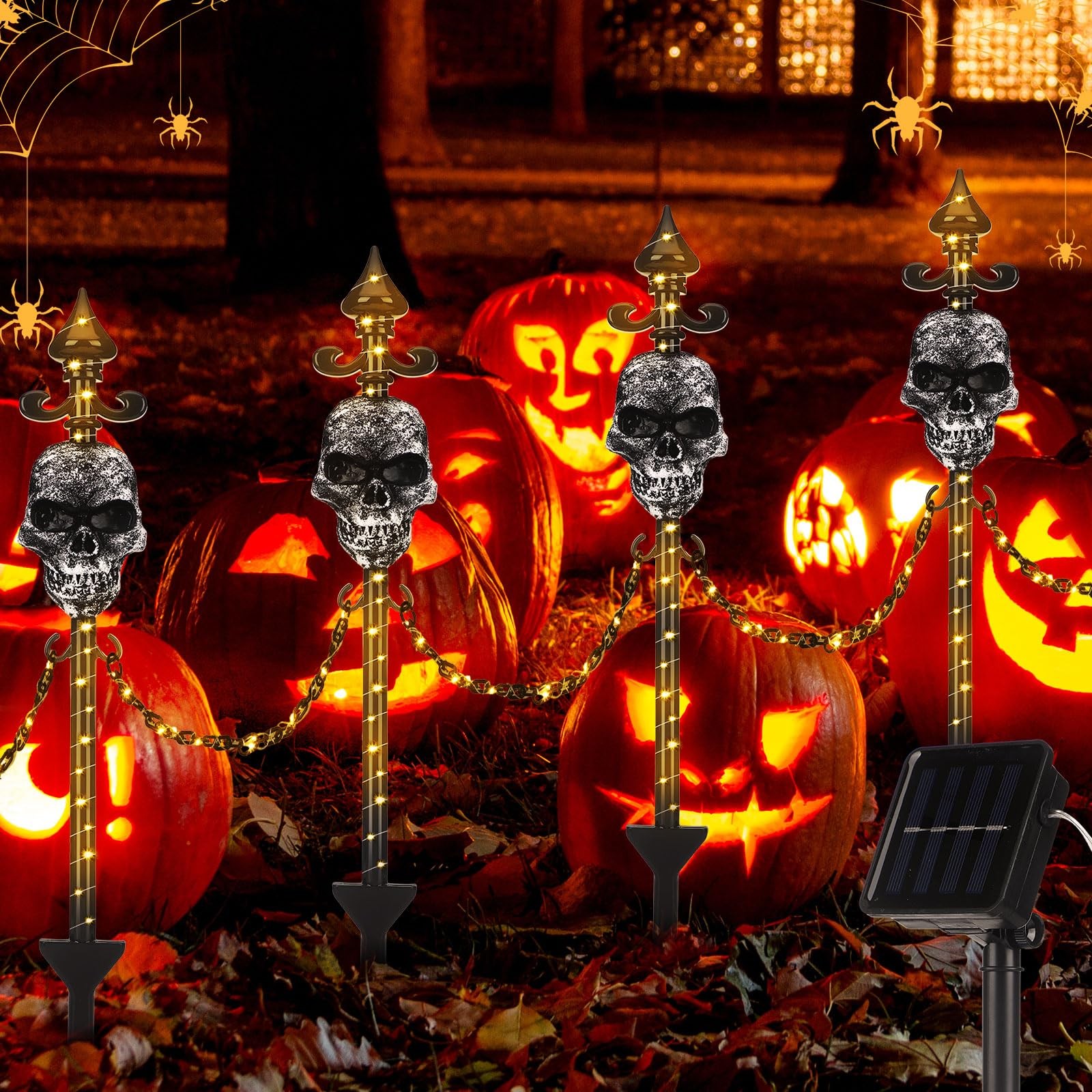 13 Set of Halloween Garden Fence with Solar Light Graveyard Decor Light up Ha…