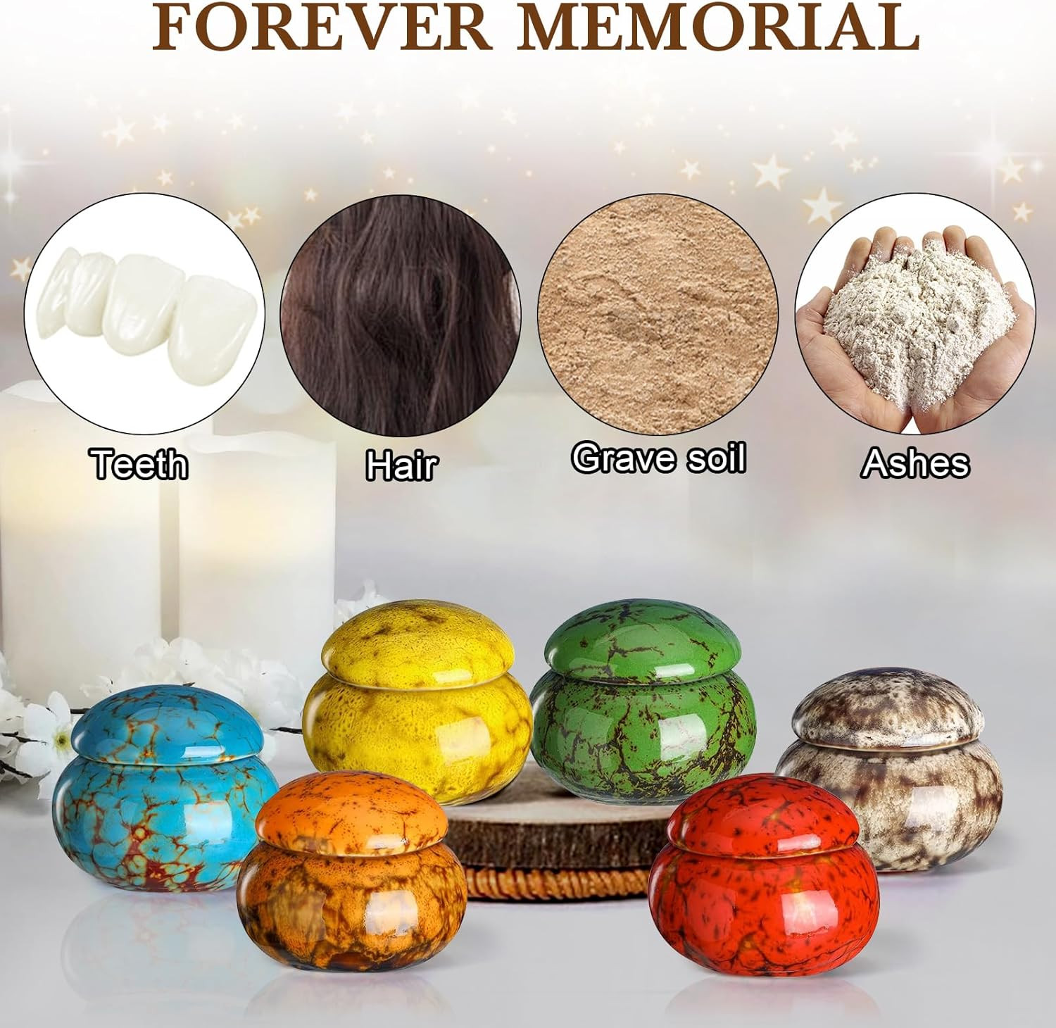 Small Urns for Human Ashes Keepsake Set of 6, 1.6” Cremation Keepsakes Urns for