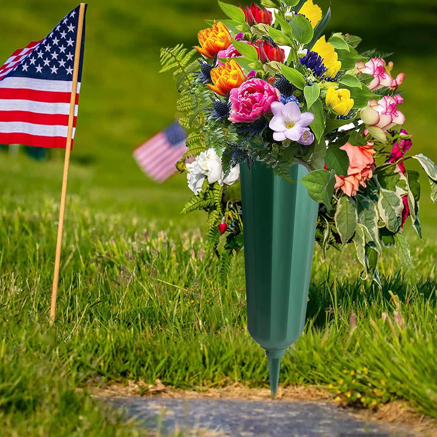 12 Pack Memorial Flower Vase Plastic Cemetery Vases with Spikes Cemetery