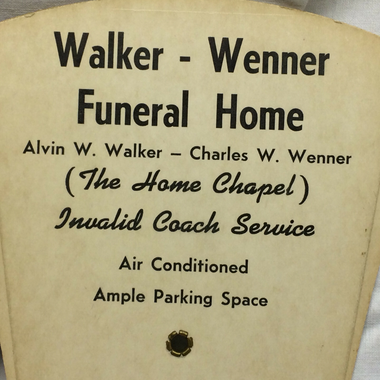 Vintage Advertising Walker-Wenner Funeral Home Fan Winter Art Toledo Ohio