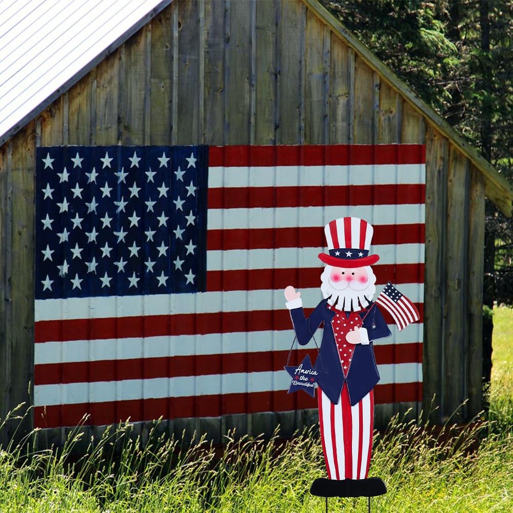 Patriotic Garden Stakes 4th of July Outdoor Decorations, Memorial Day Yard Art