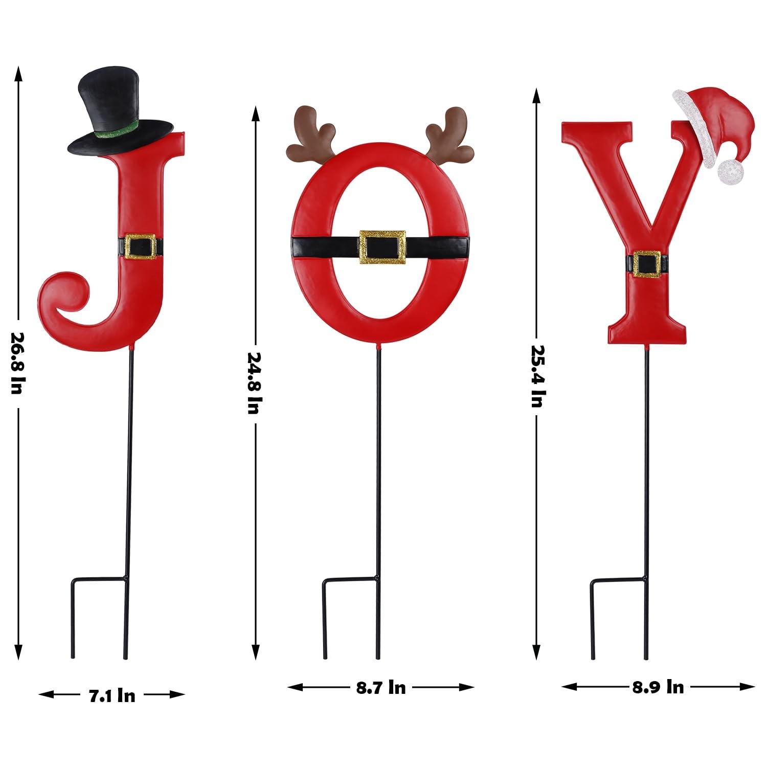 Joy Christmas Decorations – 3 Pcs Metal Garden Stakes for Outdoor Lawn Yard D…
