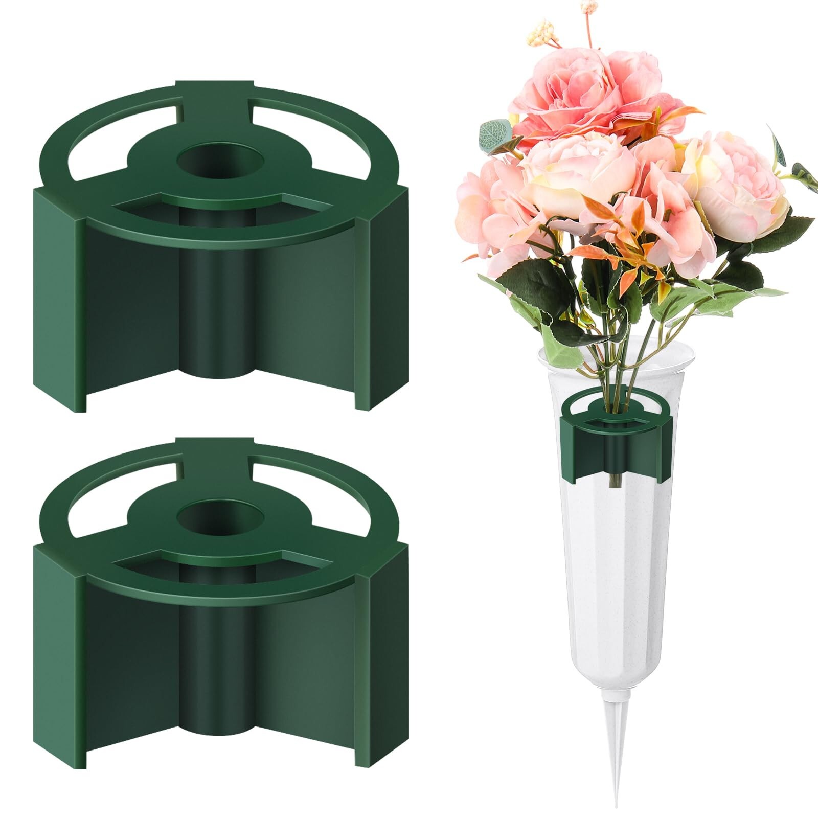 Domensi 2 Pcs Cemetery Vase Inserts Plastic Cemetery Flower Holder for Grave …