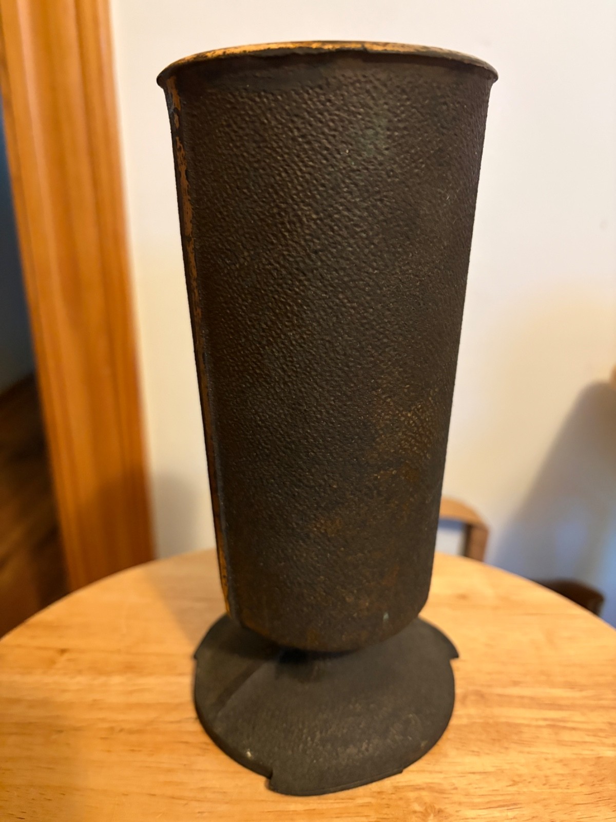 Vtg Solid Hammered Bronze Cemetery Memorial Flower Vase (2) Flutes x 8-1/2″