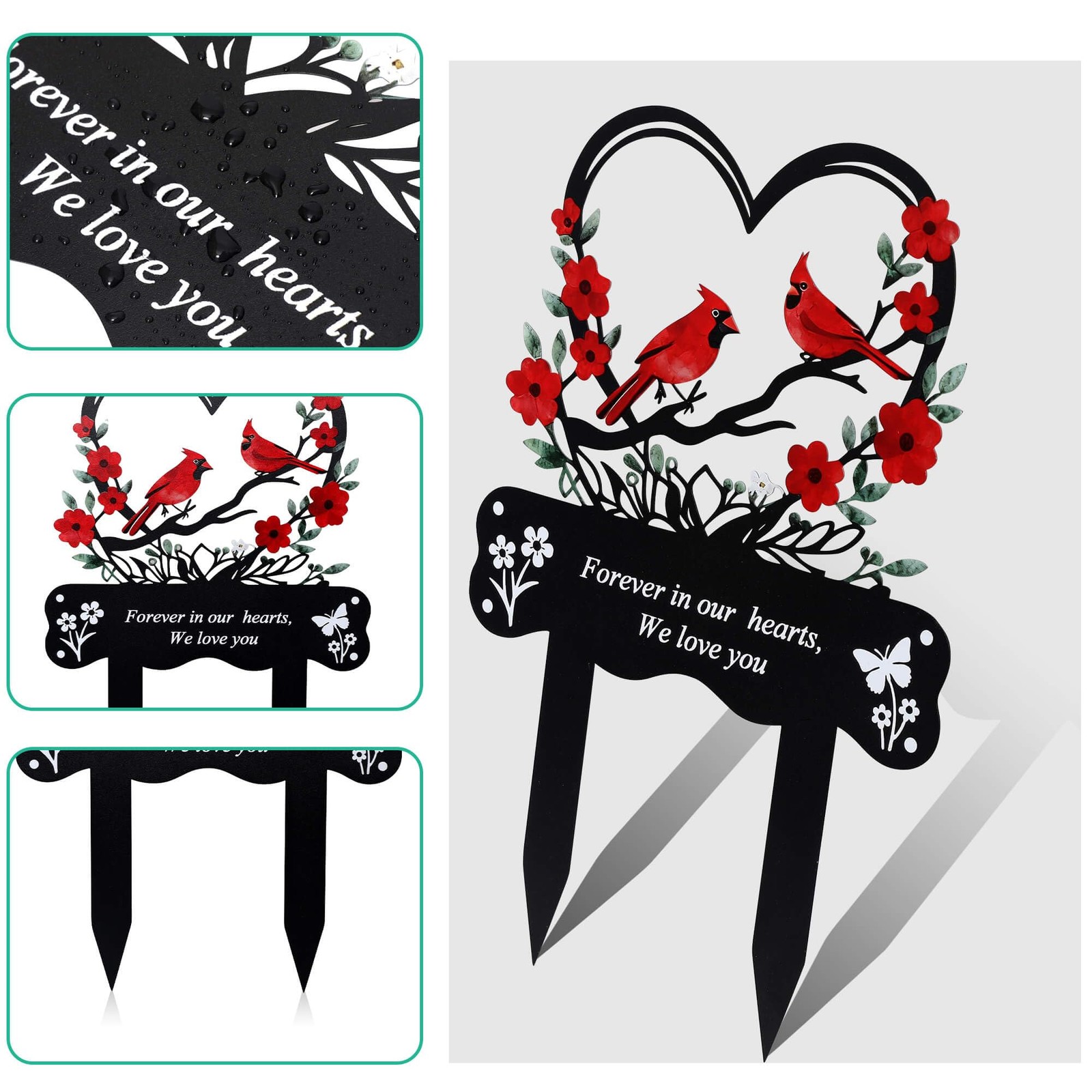 Wocst Cemetery Decorations for Grave Memorial Plaque Stake Grave Marker Cardinal