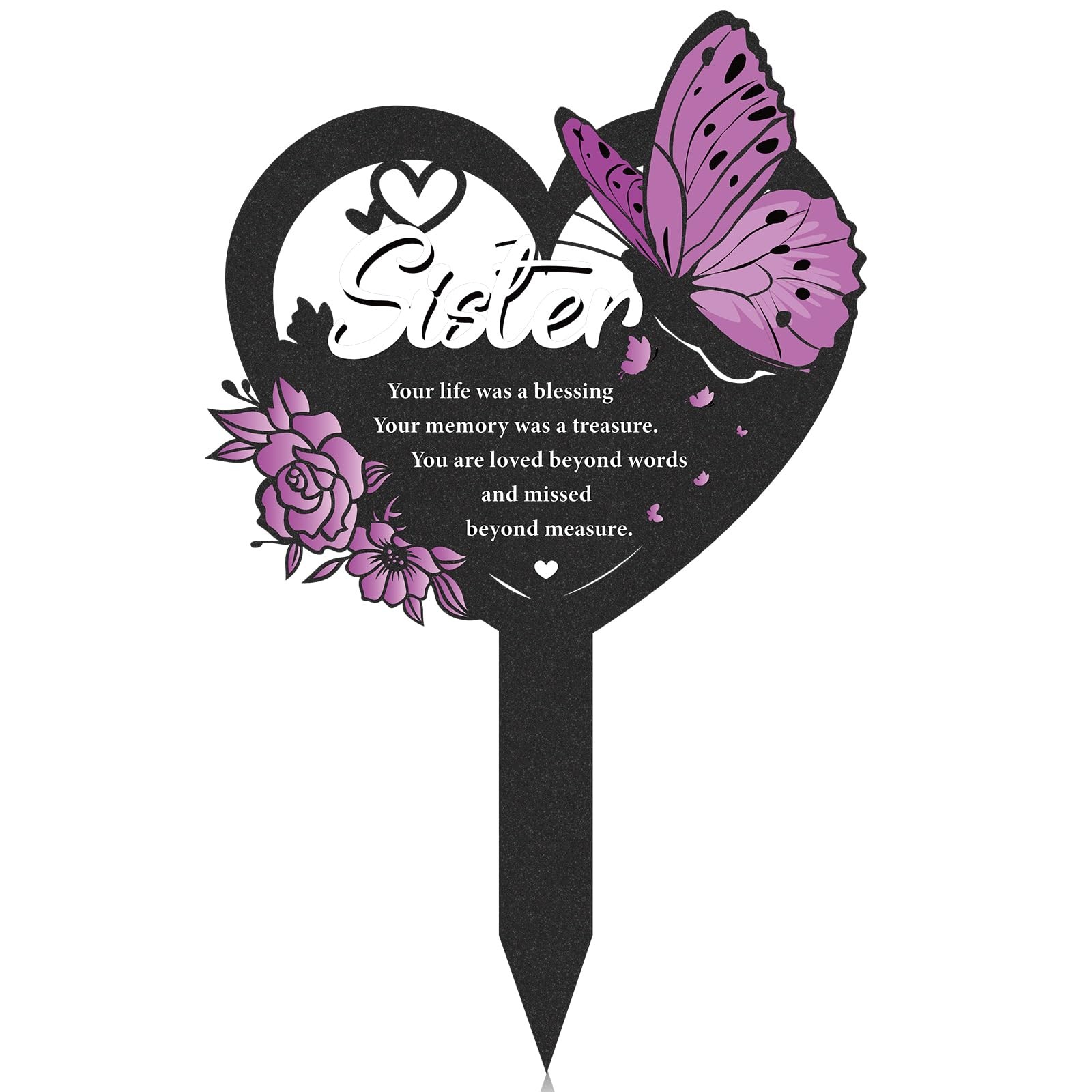 Memorial Sister Grave Stakes – Metal Butterfly Cemetery Markers Decorations f…