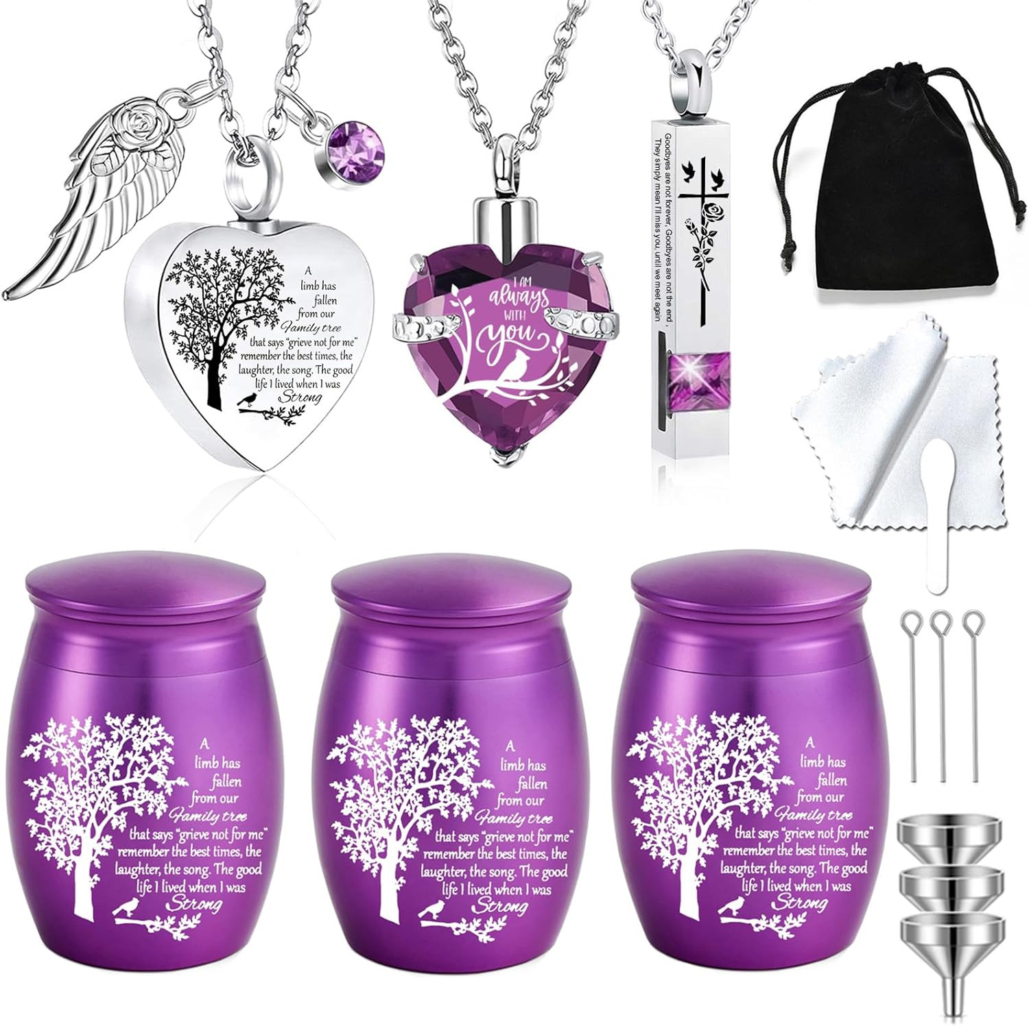 Weikui Cremation Urn Necklace for Ashes Set of 6- Small Cremation Urns for Human