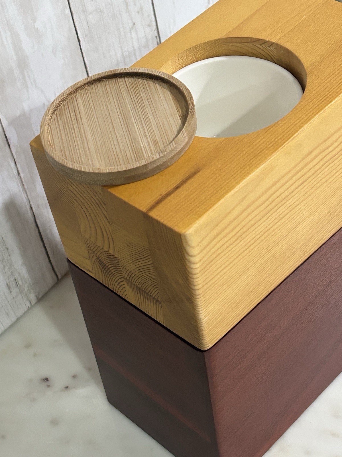 Human Urn Plant holder Adult Ashes Cremation Two Tone Wood Magnetic Modern Decor