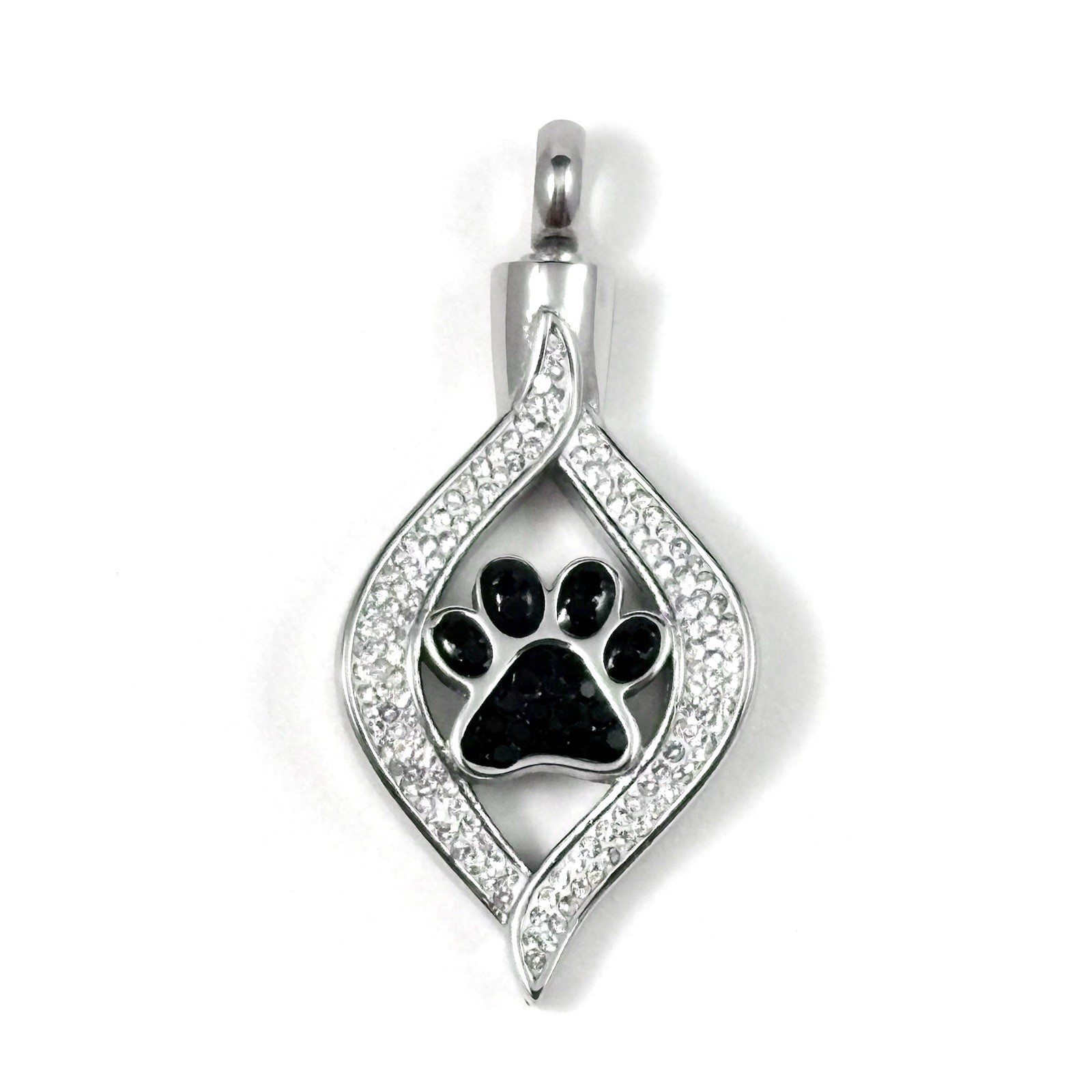 Keyring Urn .5″ Key Chain Pet Cremation Pendant Holds Ash Dog Cat Paw Print Paws