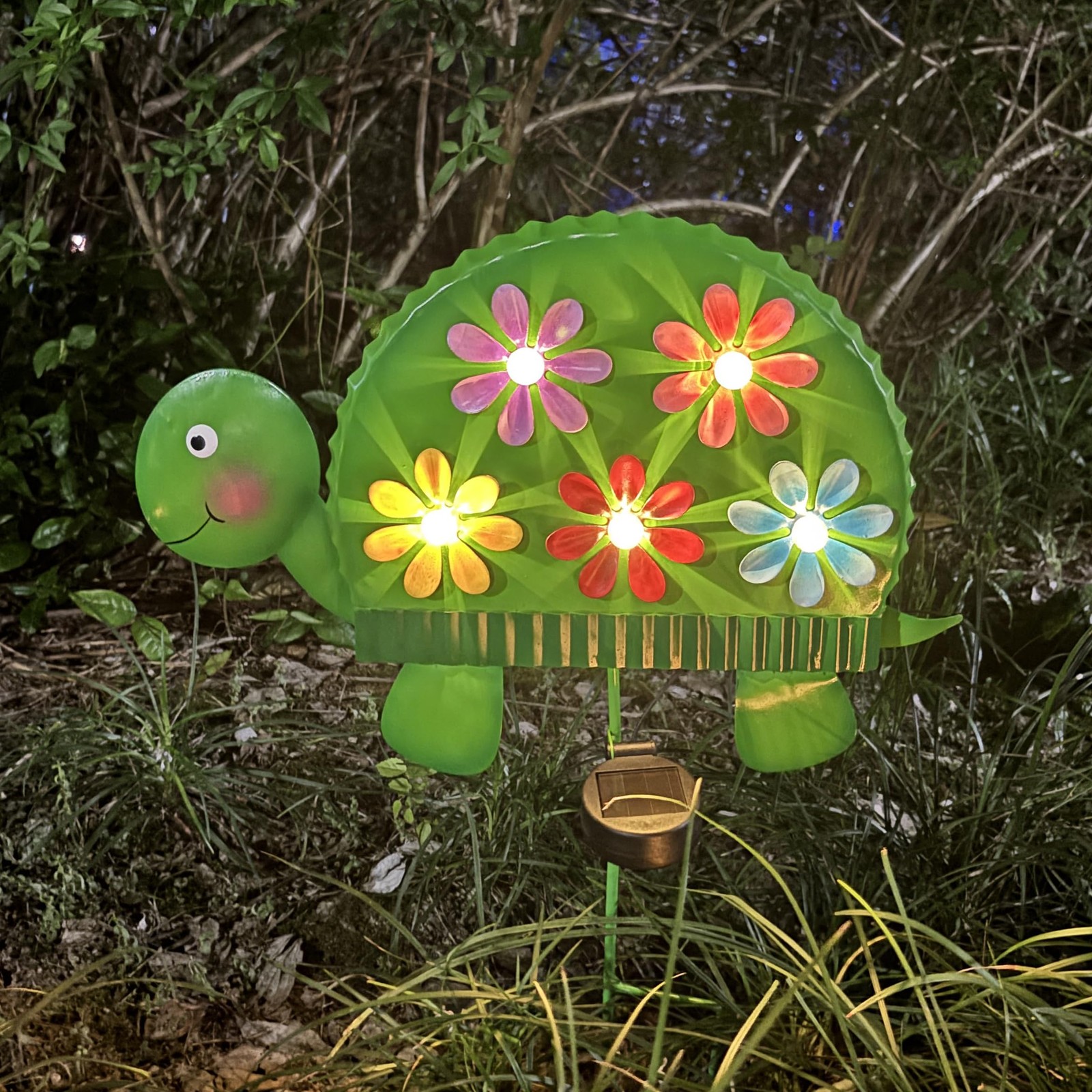 Solar Garden Stake Outdoor Decor – Metal Turtle Solar Lights with 5 Colorful …