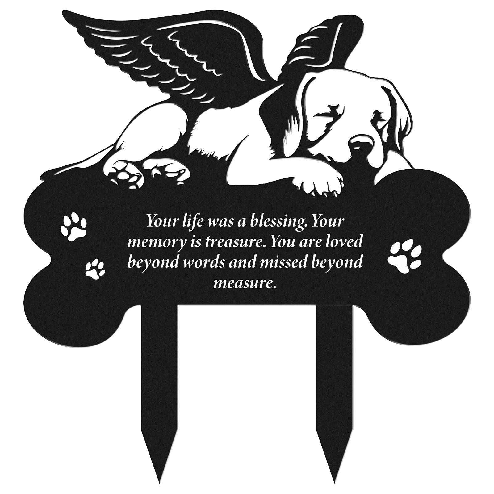 Metal Pet Grave Markers Dog Memorial Plaques for Outdoor Cemeteries 8×12″
