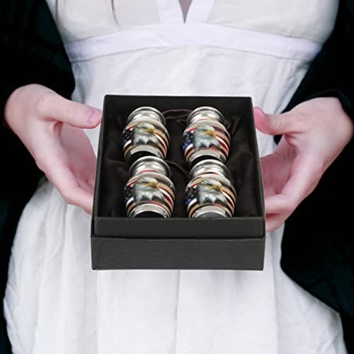 Set of 4 Small Urns for Human Ashes | American Flag Mini Urns | Patriotic Gift B