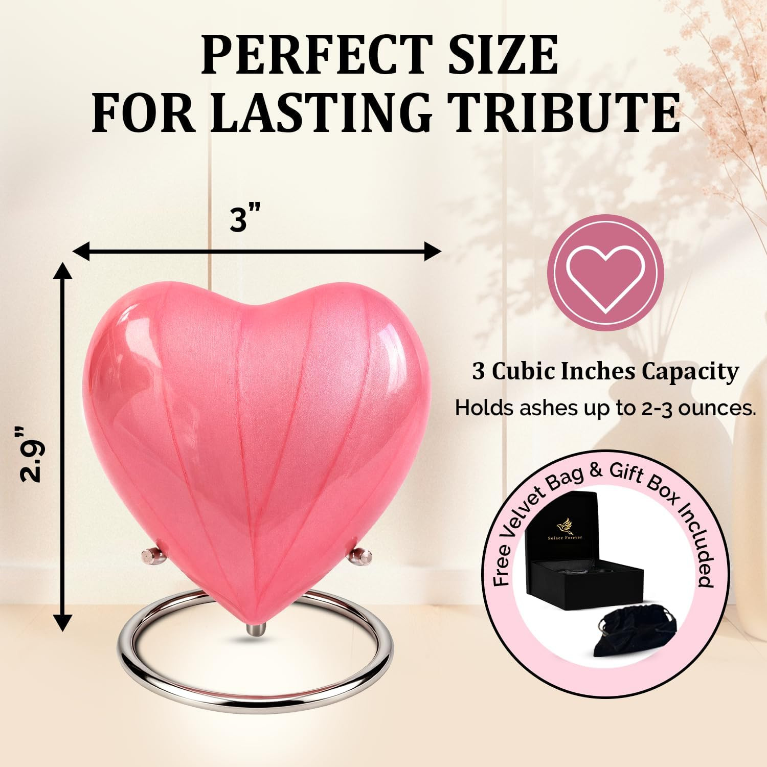 Small Urns for Human Ashes Keepsake – Heart Urn for Men & Women – Mini Urns with