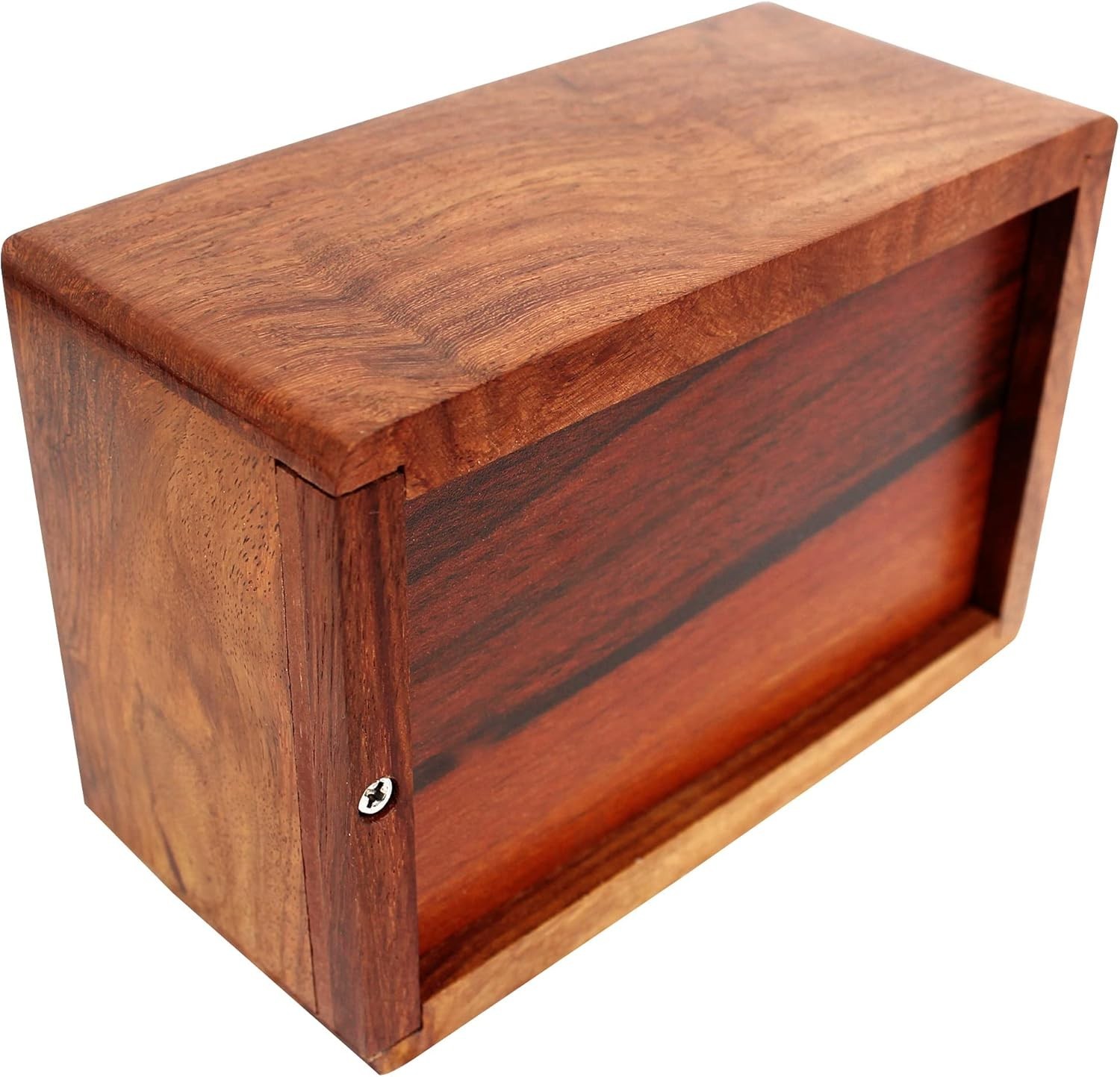 XX Large Wooden Urn Hand Carved Brown Sliding Lid Memorial Box 225 cu in