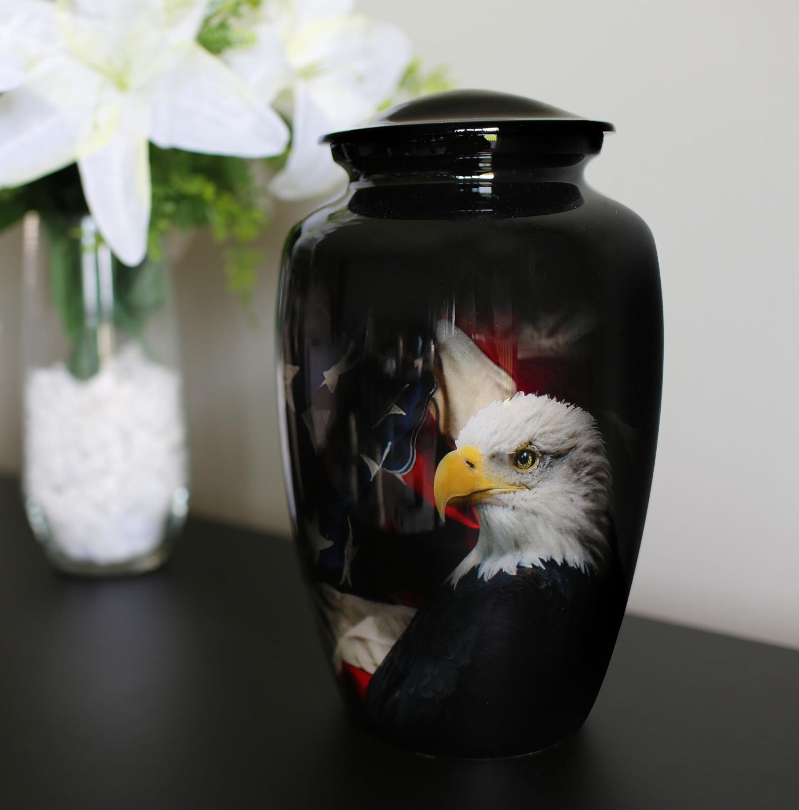 Patriotic Eagle Urn for Ashes | American Flag Cremation Urn, Medium Size, Handma