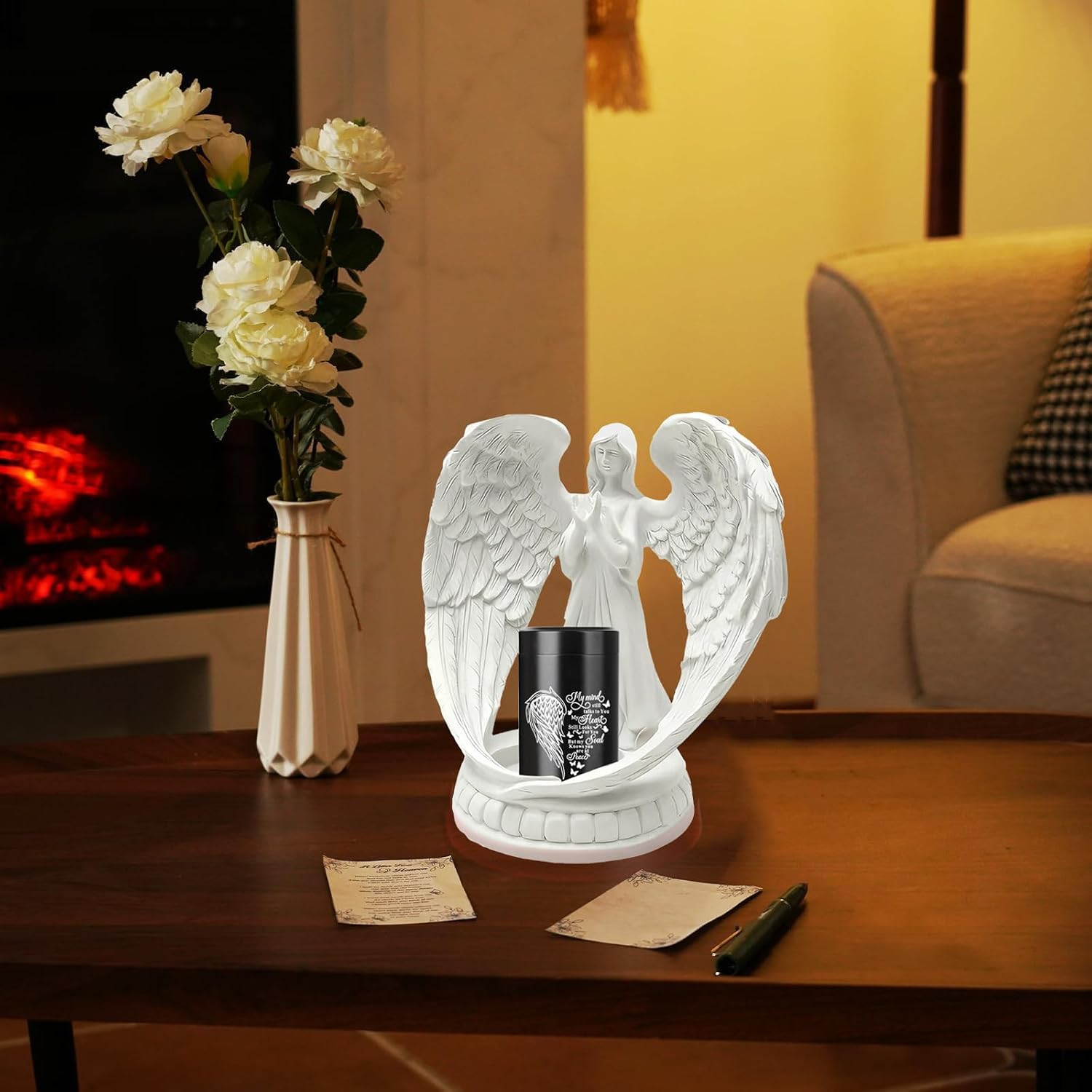 Small Urns for Human Ashes Guardian Angel Wings Heart Mini Cremation Urn for Ash