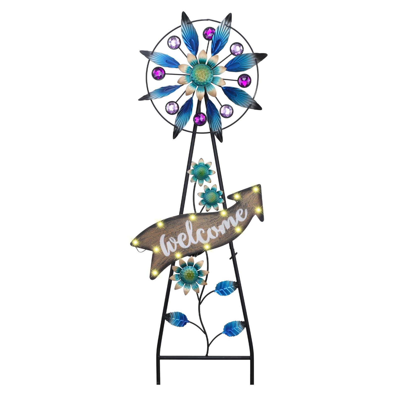 Peacock Solar Stake Wind Spinner Metal Yard Art for Outdoor Decor 26”