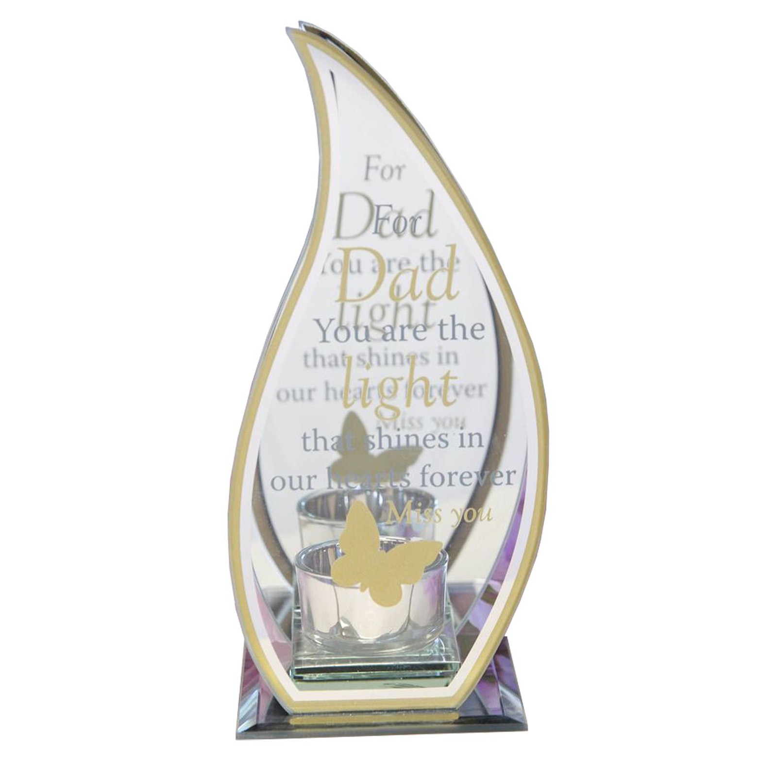 Memorial Tealight Candle Holder with Sentimental Wording 1 candle Dad