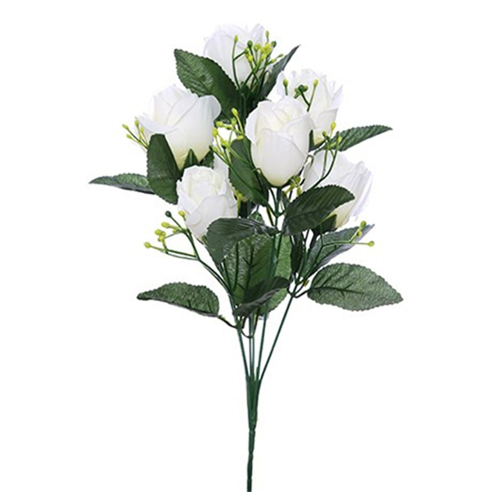 Artificial Silk Rose Flowers for Wedding Valentines Memorial Graveside – White