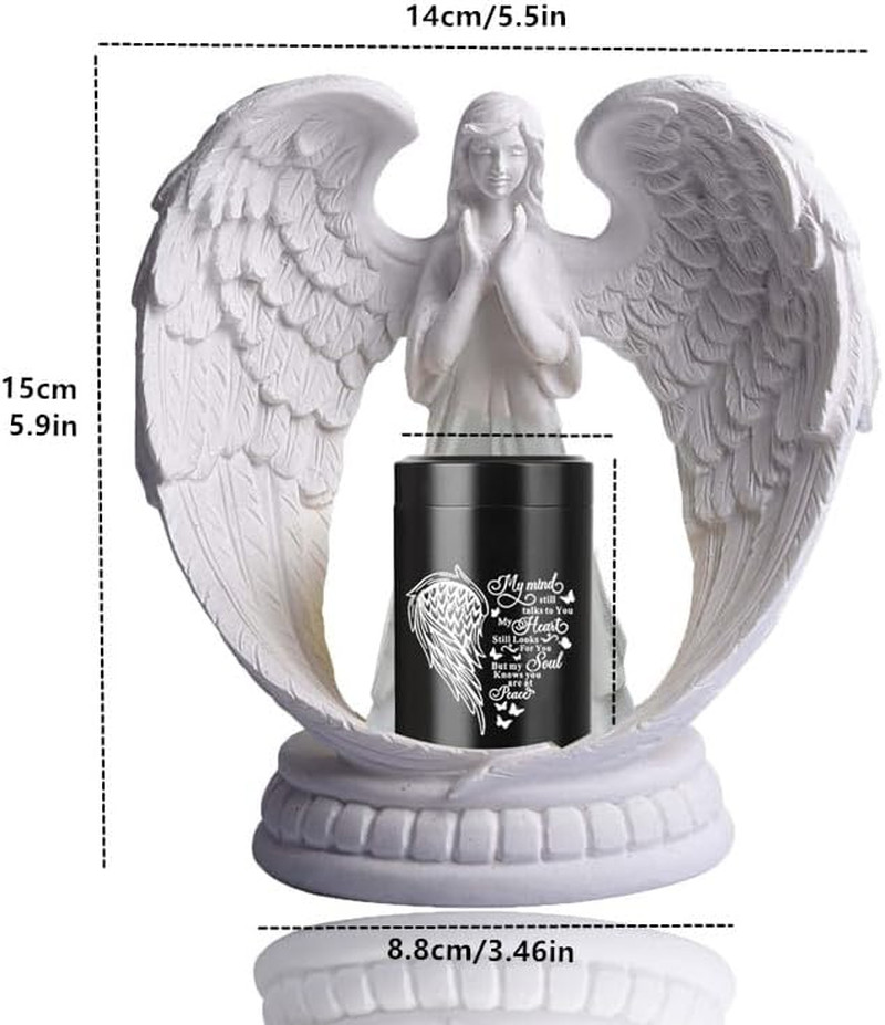 Small Urns for Human Ashes Guardian Angel Wings Heart Mini Cremation Urn for Ash