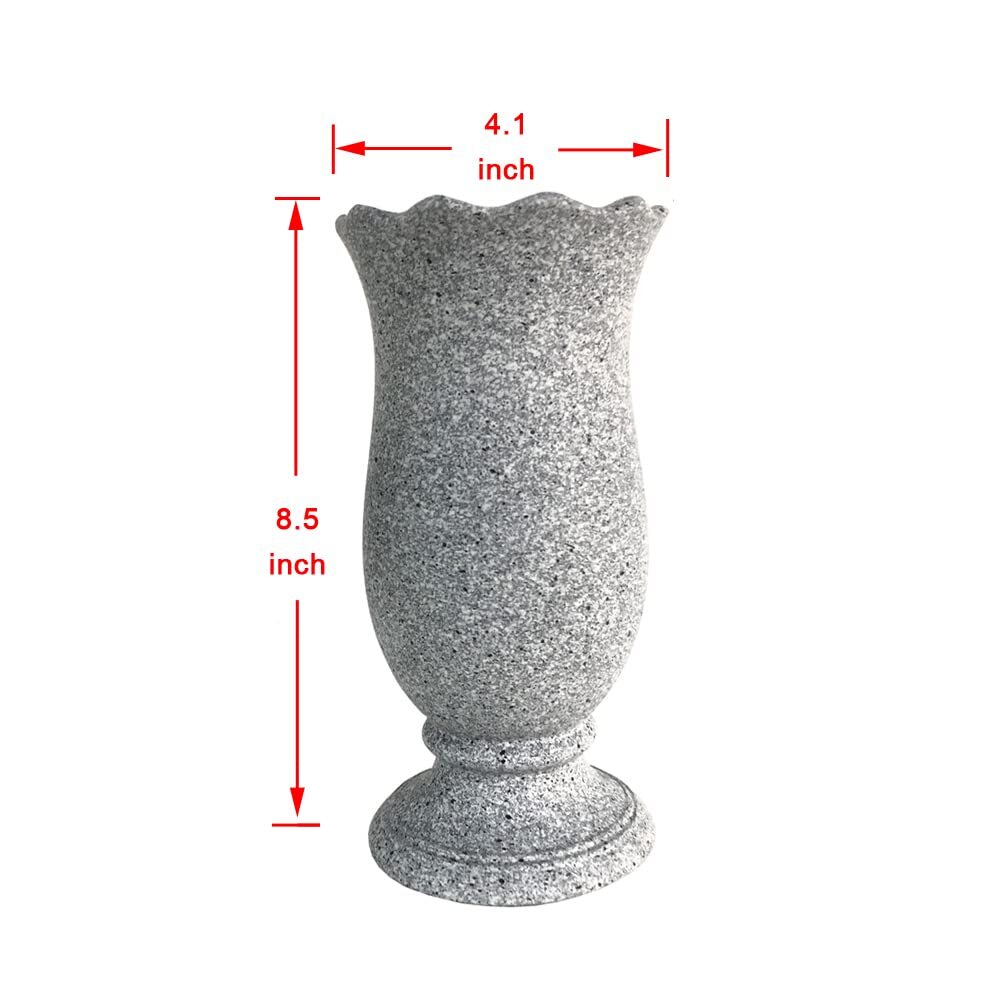 Grave Vase for Cemetery Memorial Grave Decoration Marble Color with Ground Spike