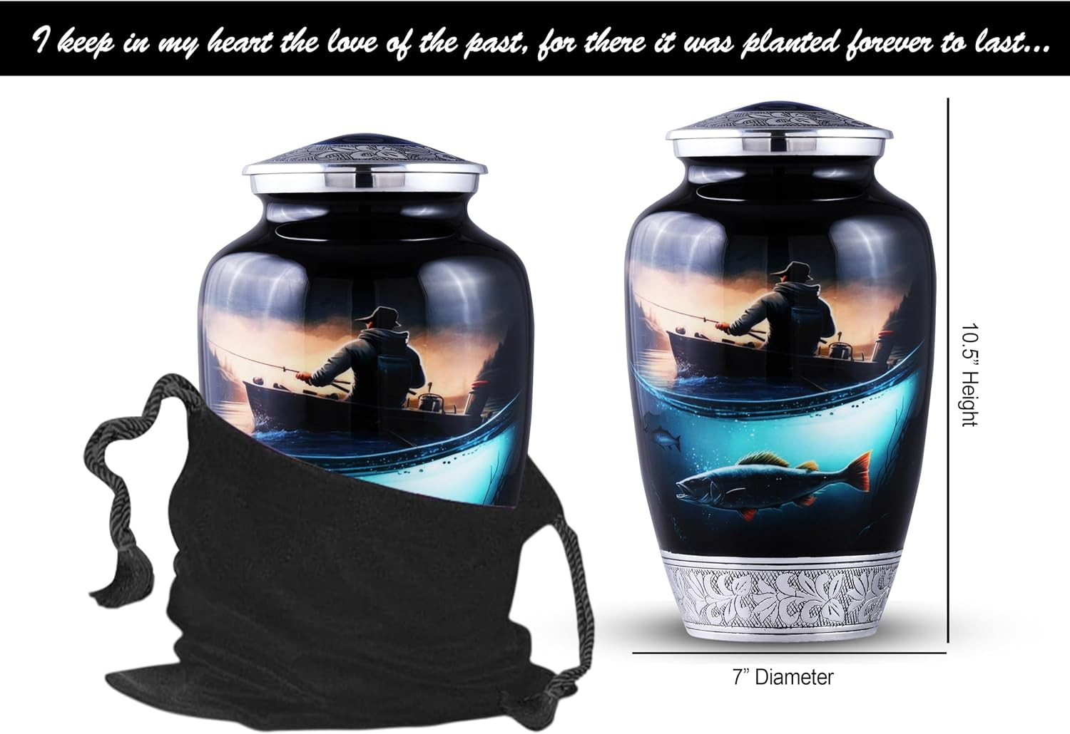 Large Fishing Cremation Urn for Human Ashes Adult – Handmade Funeral Urn for Men