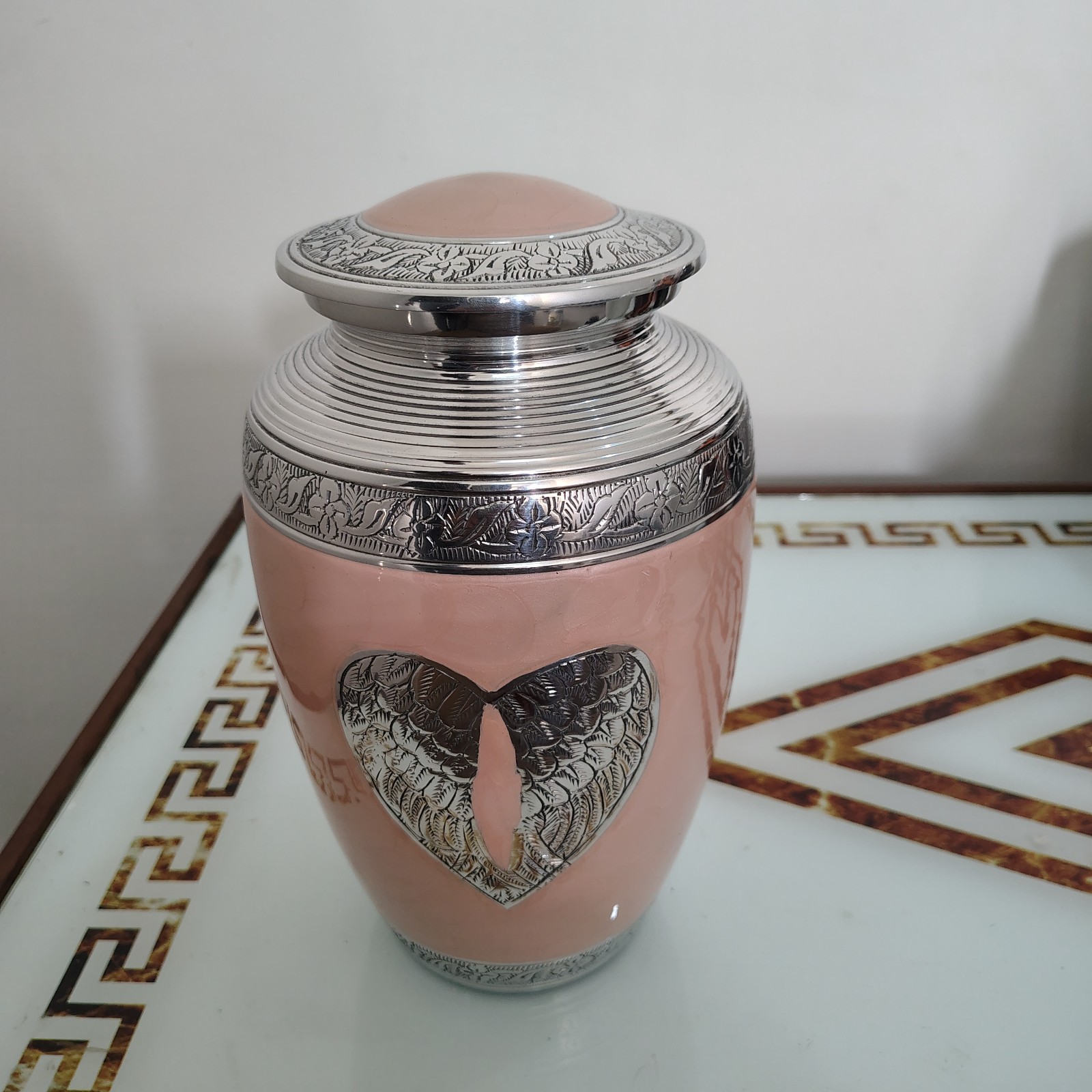 Metal Urn Angel Wings Human Ashes Adult Cremation Urns in Velvet Bag 10 inch