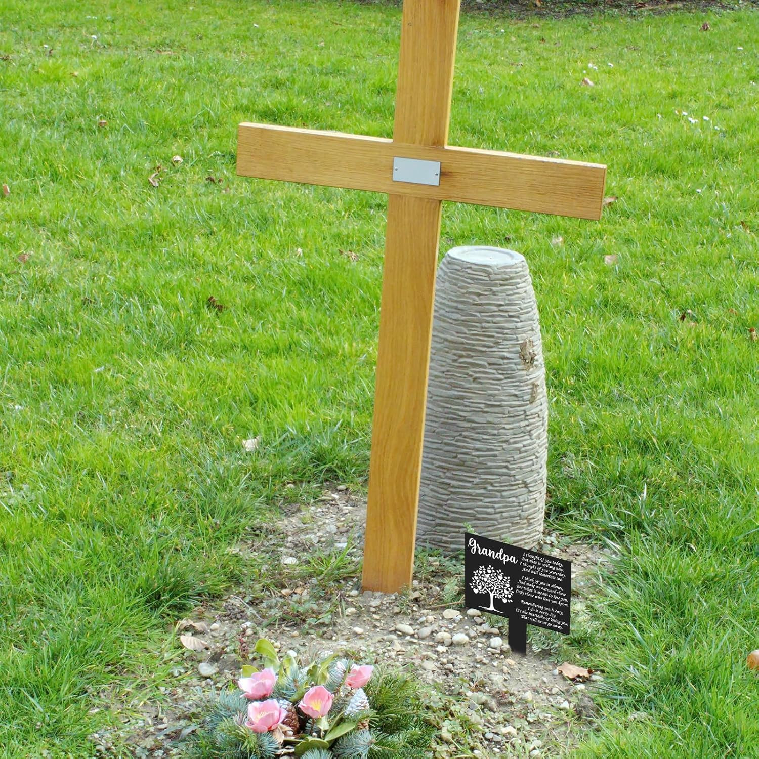 Memorial Stakes Cemetery Decorations Metal Grave Markers Plaque Sympathy Garden