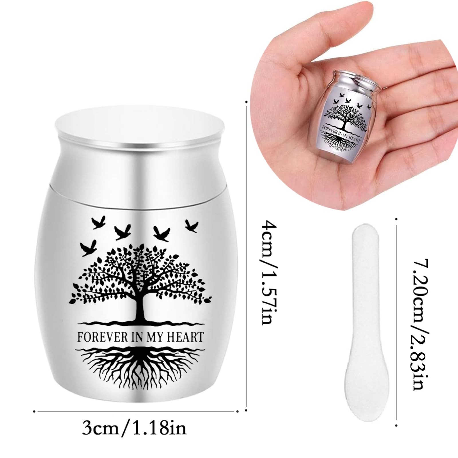 Keepsake Urn for Human Ashes – 4-Piece Set Blue/Purple/Silver/Black – Tree