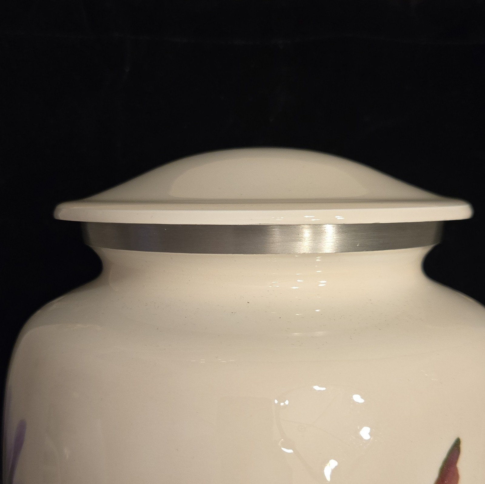 Smart Choice Metal Cremation Urn with Hummingbird and Purple Flowers