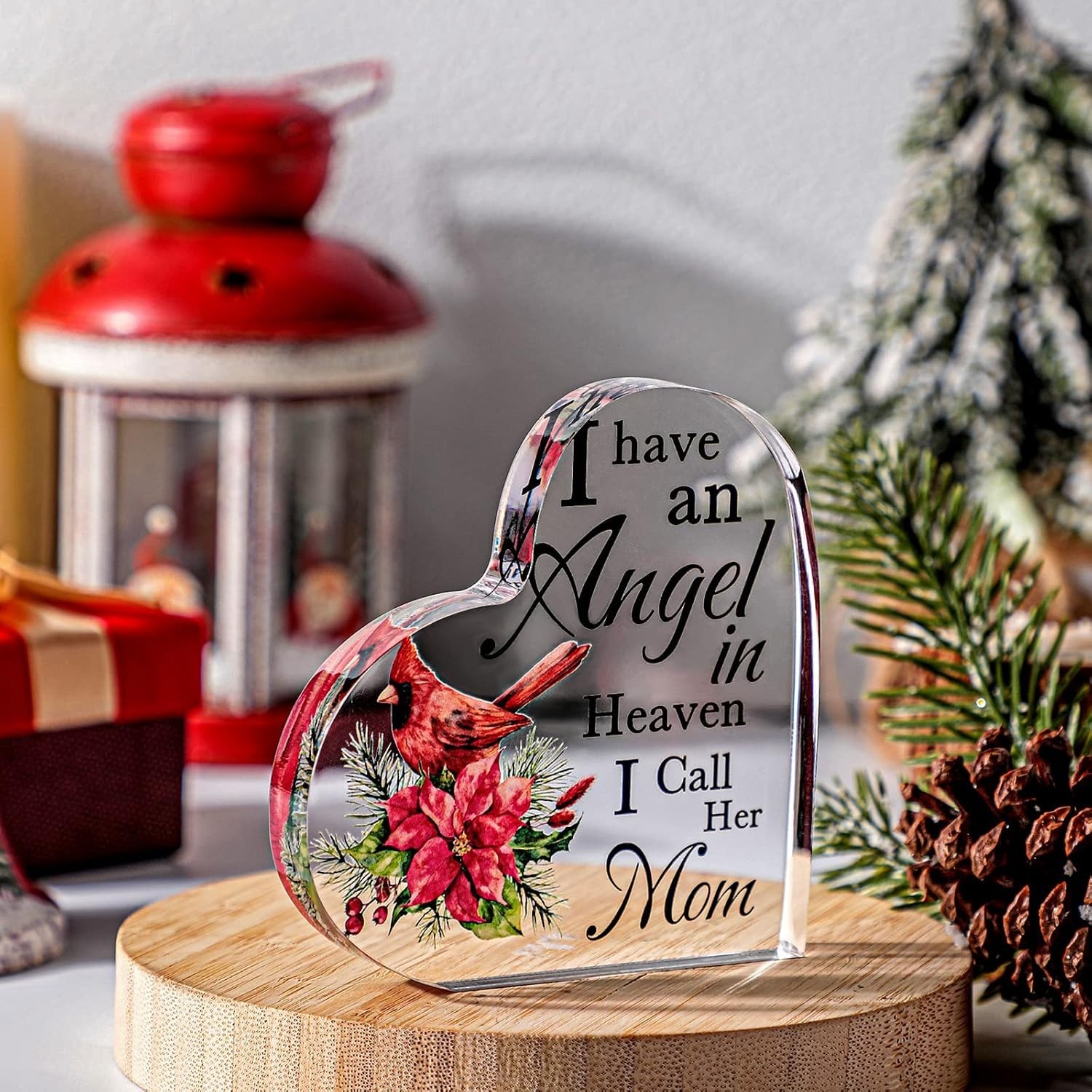 Durable 6 Inch Acrylic Cardinal Remembrance Decor – Gift for Mom in Heaven