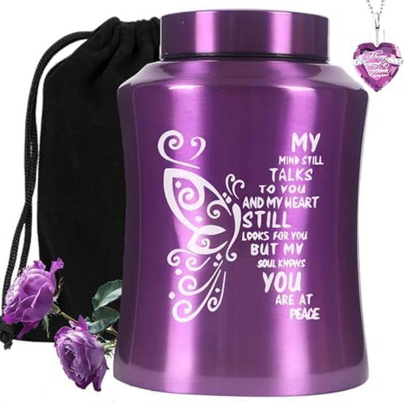 Urns for Human Ashes, Purple Butterfly Urn for Women & Men, Weight Capacity 220
