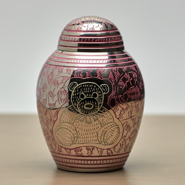 Teddy Bear Pink Petite Cremation Urn, 20 Cubic Inches