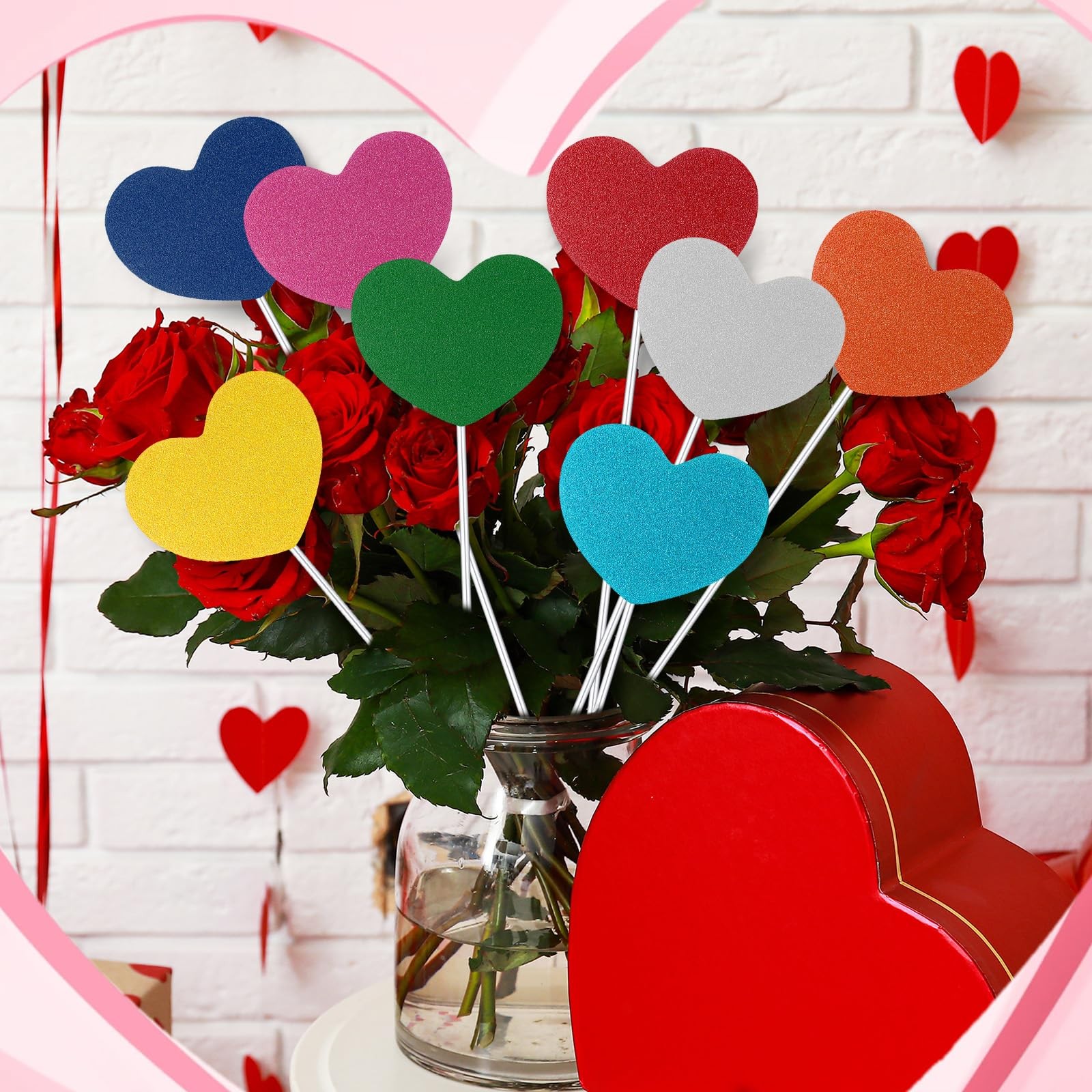 8 Pcs Heart Metal Yard Stakes Heart Planter Stakes Double-Sided Vintage Ruste…