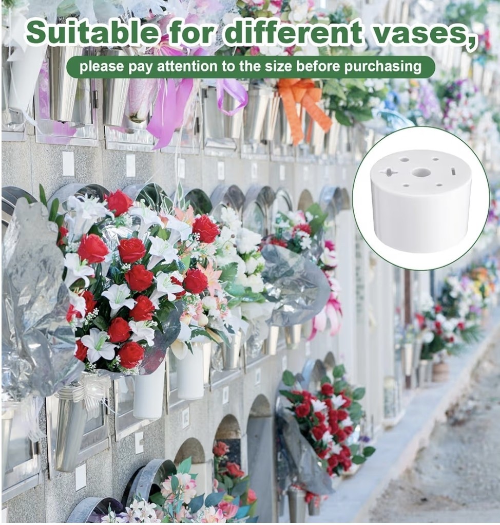 6 Pcs Cemetery Grave Vase Inserts Plastic Flowers Holder Bracket with 7 Hole…
