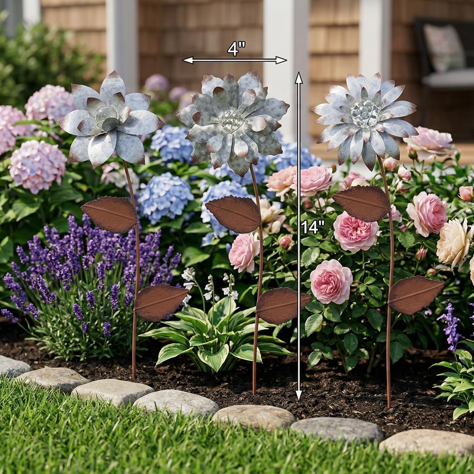 Garden Stakes Decorative, Metal Flowers for Outside, Glow in Dark Yard Lawn O…